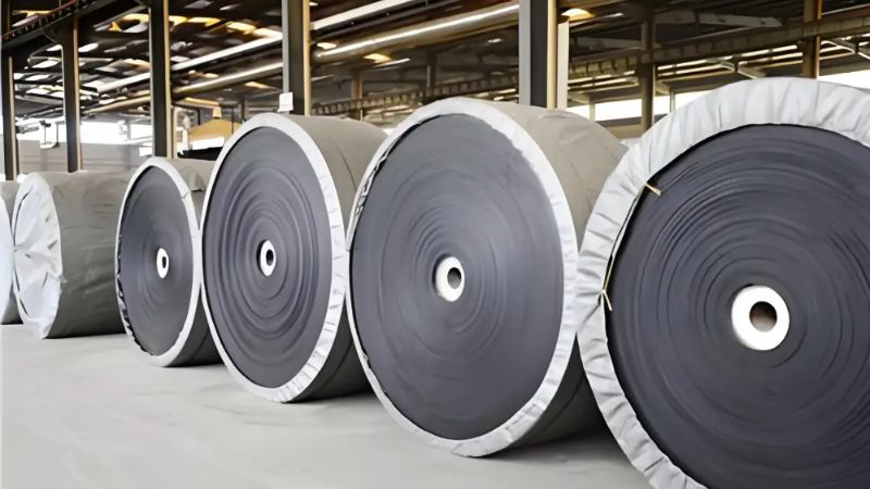 Octagonal Smooth Conveyor Belt in a mining setting, transporting coal efficiently with its durable octagonal pattern